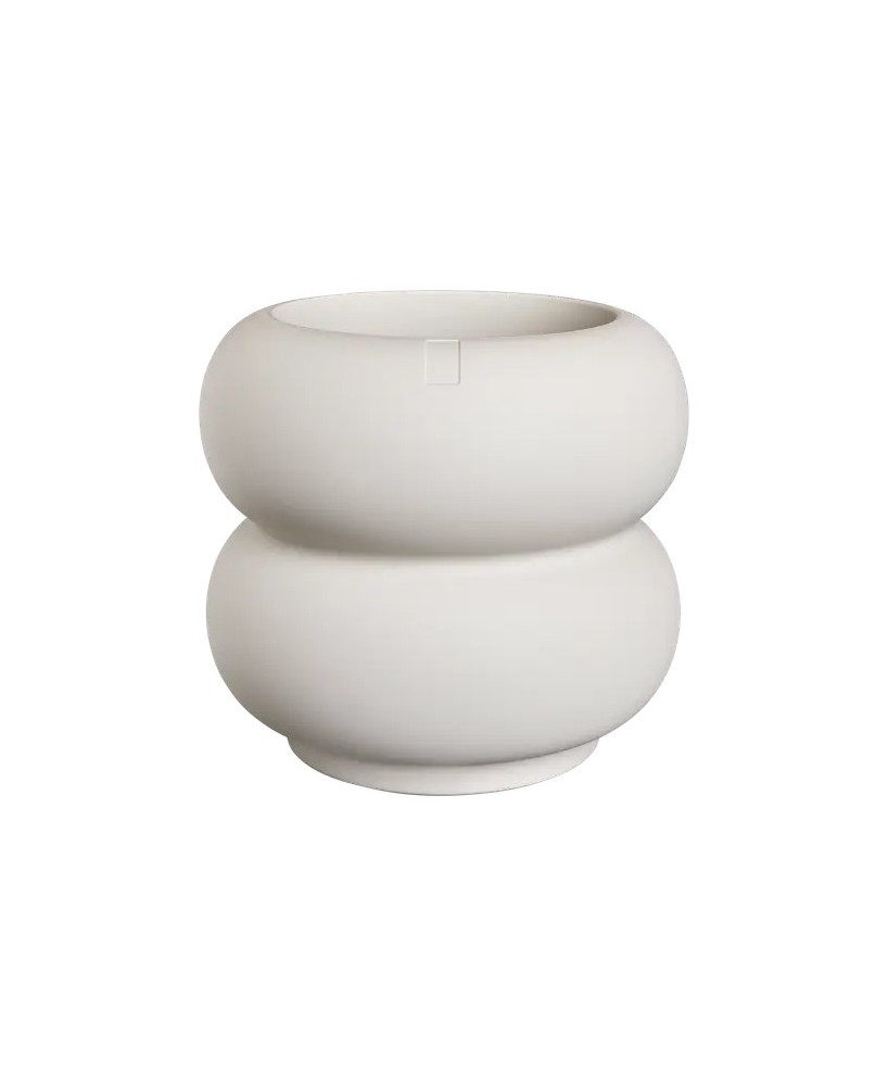 Maceta Amber Roll Low Blanco Lino 43cm | Elegante y Sofisticada para Plantas Grandes - Endanea Garden

