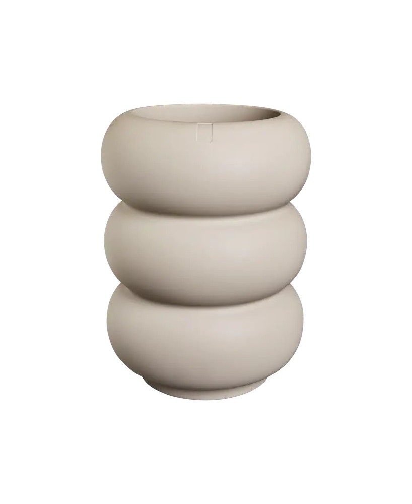 Maceta Amber Roll High Beige Equilibrado 43cm | Moderna y Elegante para Plantas Grandes - Endanea Garden


