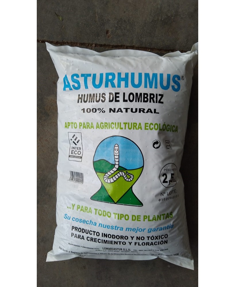 Humus de Lombriz 5L (2,5kg)  Fertilizante Orgánico Natural para Plantas y Huertos


