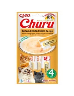Churu Receta Atún con Virutas de Bonito para Gatos | Snack Cremoso Natural y Saludable