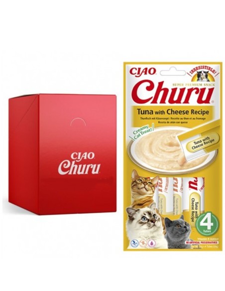 Churu Atún con Queso para Gatos | Snack Cremoso Natural e Hidratante