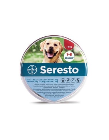 Collar Seresto perros más de 8 kg 70 cm antiparasitario de larga duración