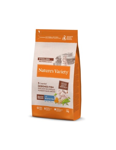 NVariety Cat Grain Ster White Fish 3kg | Pienso Sin Cereales para Gatos Esterilizados