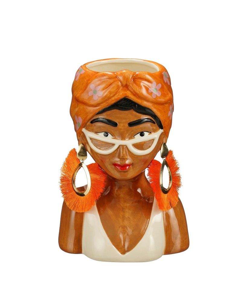 MACETA CHICA NARANJA 16X13.5X25CM