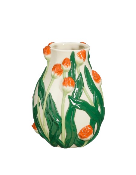 JARRON TULIP VERDE PINTADO A MANO 20X14.5CM