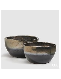 MACETA ESMALTADA ROT H30 NEGRO PLATEADO GRANDE