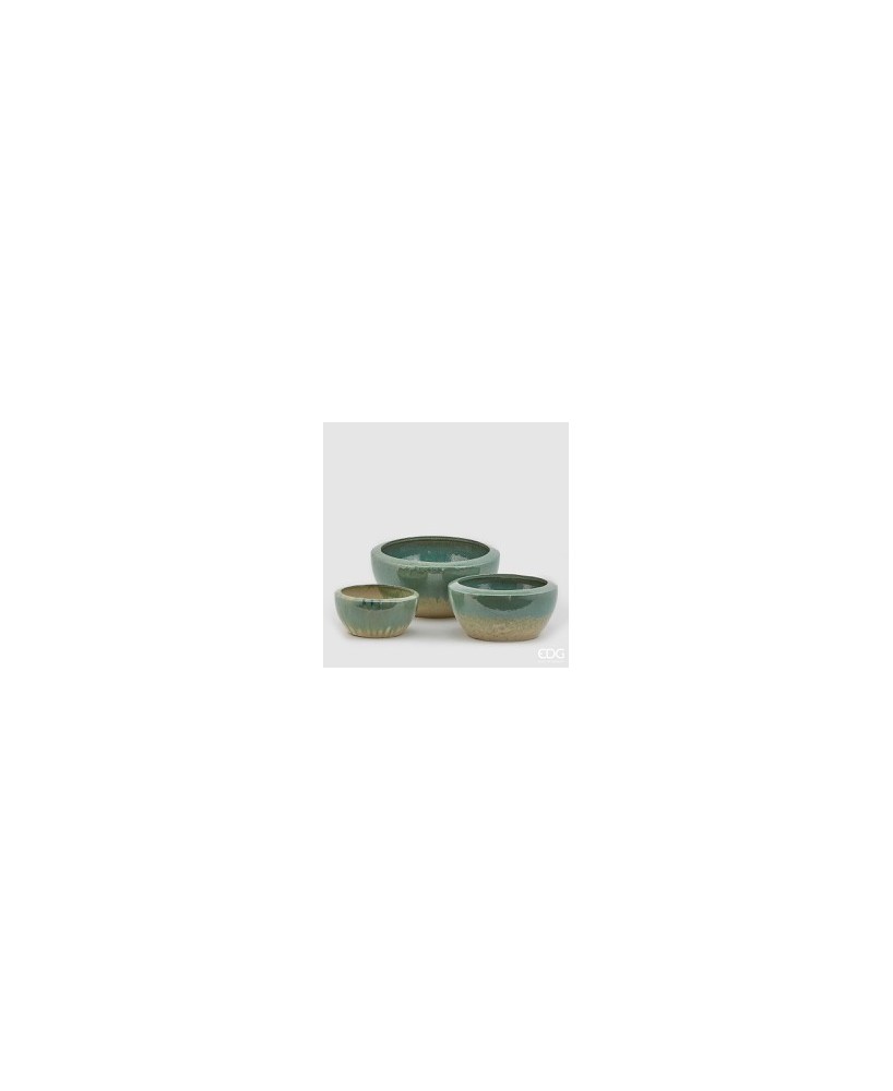 MACETA ESMALTADA CIOTOLA D26 VERDE MIX PEQUEÑA