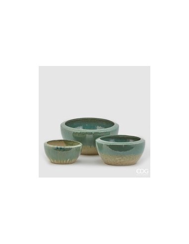 MACETA ESMALTADA CIOTOLA D33 VERDE MIX MEDIANA