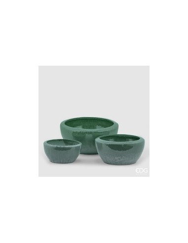 MACETA ESMALTADA CIOTOLA D33 VERDE OSCURO MEDIANA