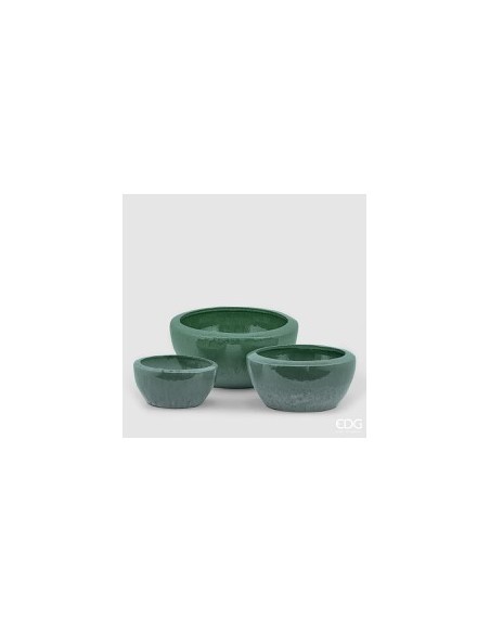 MACETA ESMALTADA CIOTOLA D33 VERDE OSCURO MEDIANA