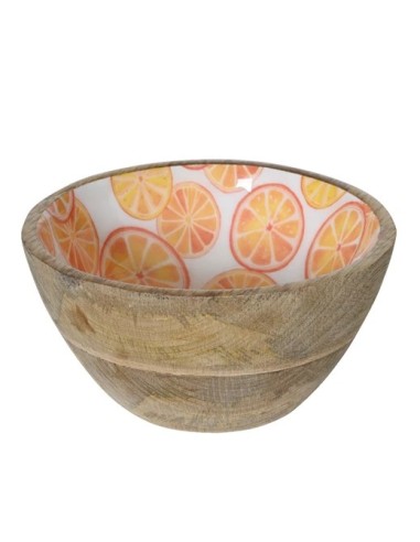 BOL PARA ALIMENTOS MADERA NARANJA D12.5XH6CM