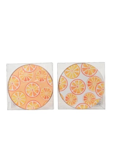 POSAVASOS CRISTAL NARANJA D10XH10.5CM