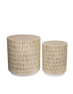 MESA AUXILIAR REDONDA BAMBOO GRANDE CREMA