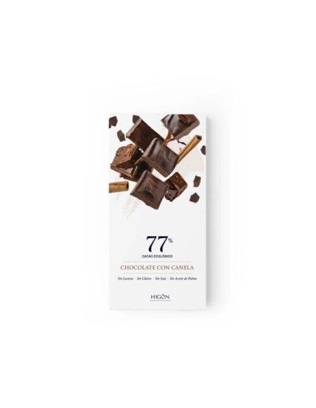 CHOCOLATE NEGRO 77% HIGON CON CANELA S/A ECOLOGICO VEGANO 70G