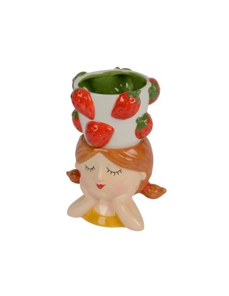 MACETA DOLOMITA ESMALTADA D14XH12.6CM