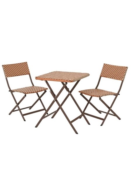 SET MONTPELLIER MESA+DOS SILLAS TERRACOTA L58XW58XH70CM