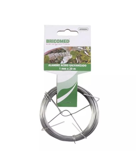 Alambre Galvanizado BRICOMED 1 mm x 20 m  Resistente y Anticorrosión para Jardinería y Bricolaje

