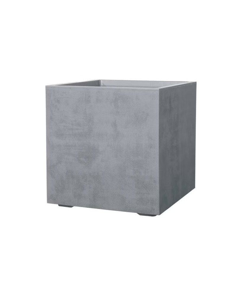 Maceta Cubo Millennium RA 49 cm G.Geni Gris Cemento  Diseño Moderno y Resistente

