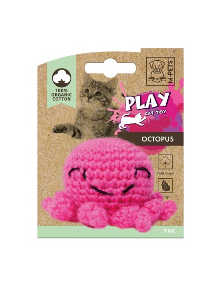 Pulpo Octopus Juguete para Gato Algodón Orgánico Rosa