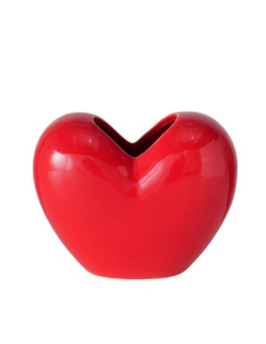 JARRON CORAZON PROCELANA ROJO H15CM
