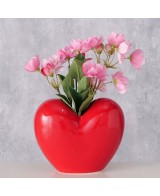 JARRON CORAZON PROCELANA ROJO H15CM