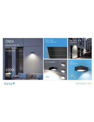 GZ LED APLIQUE SOLAR ONIX 1000LM 40K. S4