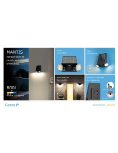 GZ LED APLIQUE SOLAR MANTIS 800LM 40K 2