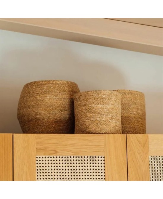 Maceta Cilindro Gamo Plus Natural 30x28 cm  Mimbre Rústico y Duradero | Endanea Garden

