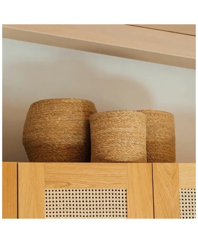 Maceta Cilindro Gamo Plus Natural 30x28 cm  Mimbre Rústico y Duradero | Endanea Garden

