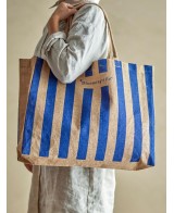 BOLSA DE COMRAS BERGAMO AZUL JUTE L49XH38X10.5CM