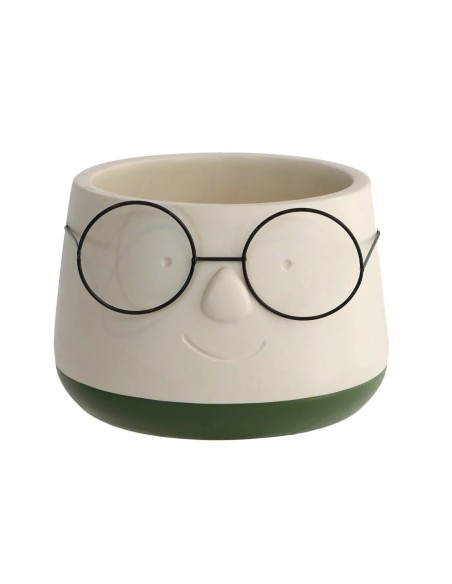 CERAMIC POT WITH GLASSES  10.5CM BLANCO