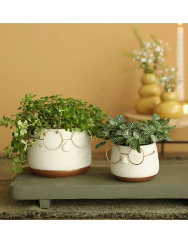 CERAMIC POT WITH GLASSES  10.5CM BLANCO