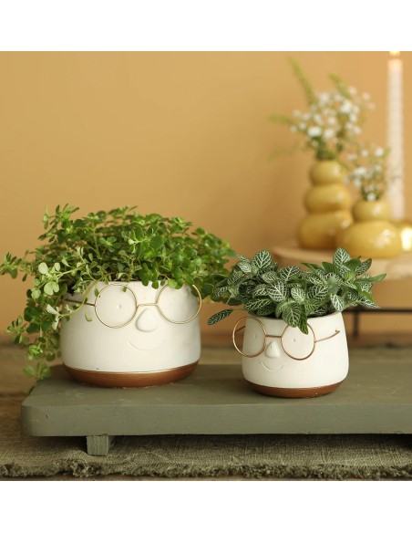 CERAMIC POT WITH GLASSES  10.5CM BLANCO