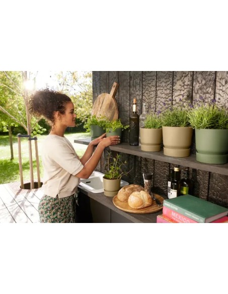 Maceta Redonda Greenville Arena Dorada 14 cm | Elegante y Resistente | Endanea Garden

