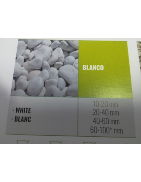 CANTO RODADO  BLANCO  20 KG.  60/100MM