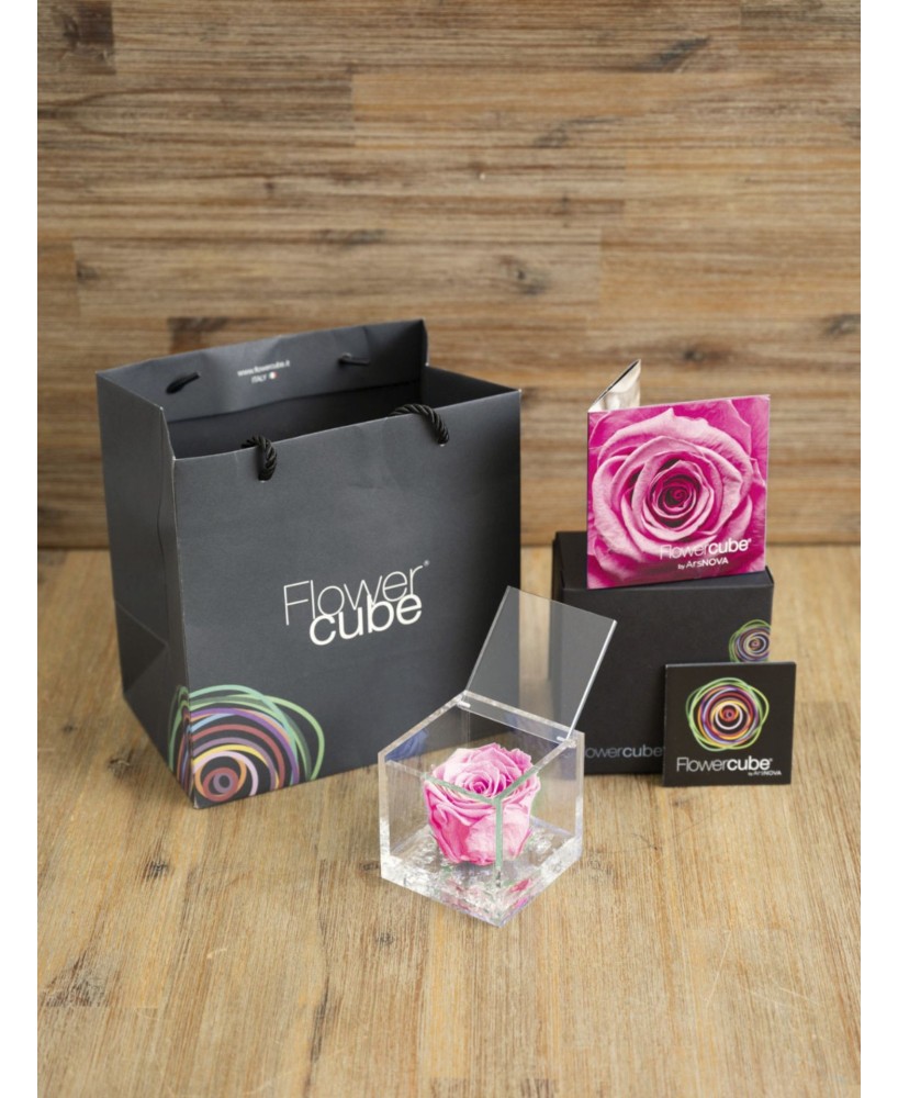 FLOWER CUBE SPECIAL ED ROSA 6X6+PACKAGING PASTEL ROSA
