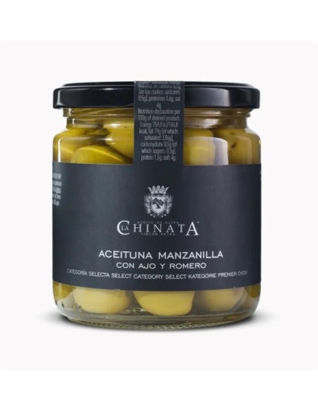 ACEITUNA LA CHINATA MANZANILLA AJO/ROMERO FCO. 350G