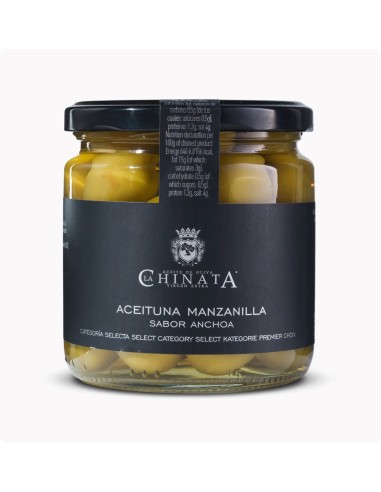 ACEITUNA LA CHINATA MANZANILLA SABOR ANCHOA FCO. 350 G