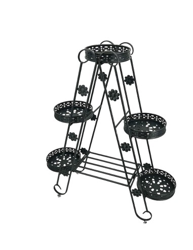 PEANA SOPORTE 5 MACETEROS PLEGABLE NEGRO