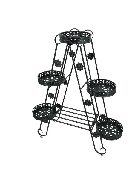 PEANA SOPORTE 5 MACETEROS PLEGABLE NEGRO