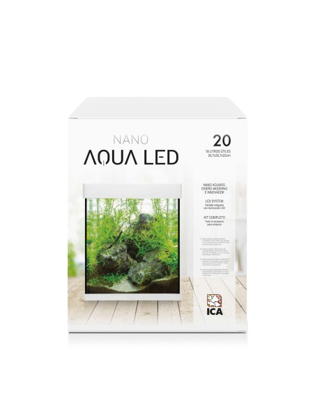 Kit Nano AquaLED 20L Negro - Acuario Compacto con Iluminación LED y Filtro | Endanea Mascotas
