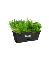 Jardinera con Plato Mini 30cm Negro  Compacta, Elegante y Funcional | Endanea Garden