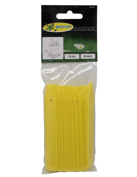 ETIQUETA PICUDA AMARILLA 10CM   45UD BIOTOP