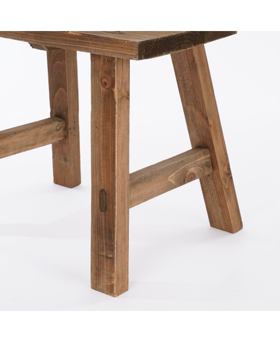 Taburete Marrón de Madera Reciclada 38x28.5x34cm - Mueble Rústico y Sostenible

