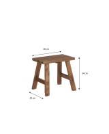 Taburete Marrón de Madera Reciclada 38x28.5x34cm - Mueble Rústico y Sostenible

