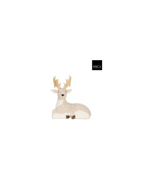 Figura de Ciervo Beige 24x18x24 cm | Decoración Natural y Elegante