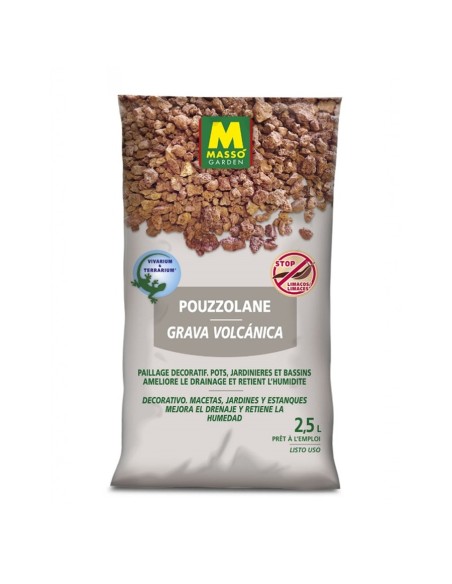 Grava Volcánica 2.5L Massó  Drenaje y Decoración para Jardines y Macetas

