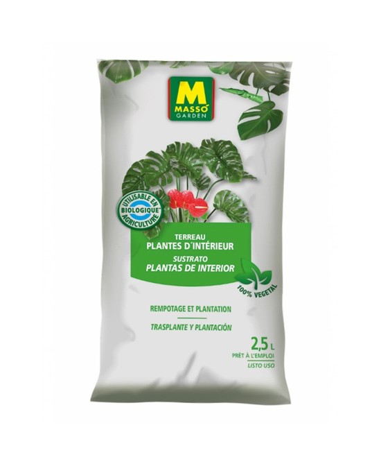 Sustrato Plantas de Interior Massó 2.5L  Crecimiento saludable y drenaje óptimo

