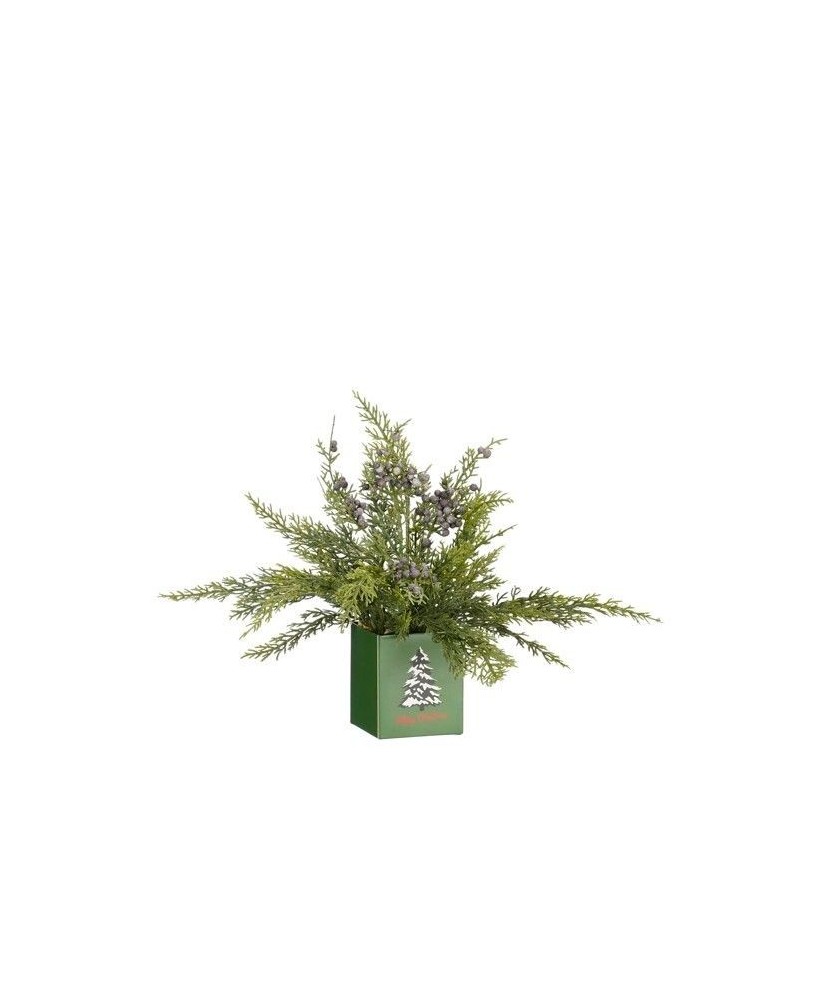 Ciprés en Tiesto 30x25 cm Verde | Planta Artificial Decorativa Durable