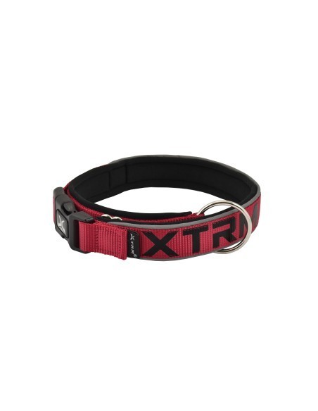 Collar X-TRM Neon Flash Rojo/Negro 20mmx35-45cm | Visibilidad y Comodidad para Perros Medianos